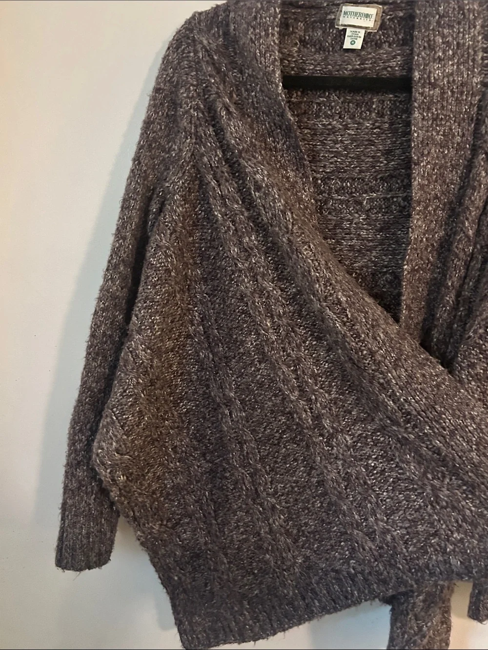 Worthington Marled Brown Open-Front Knit Cardigan